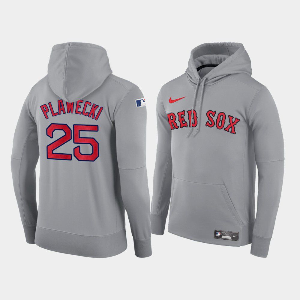 Men Boston Red Sox #25 Plawecki gray road hoodie 2021 MLB Nike Jerseys